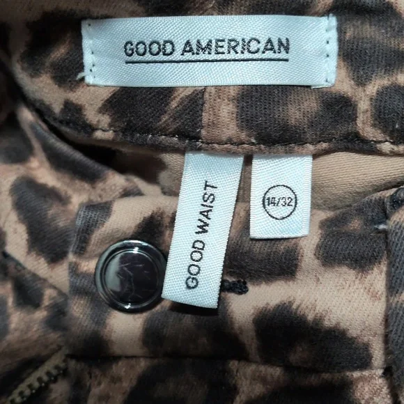 Good American Good Waist Leopard Print Jeans Sz 14/32 Cheetah Animal Print - Picture 5 of 5